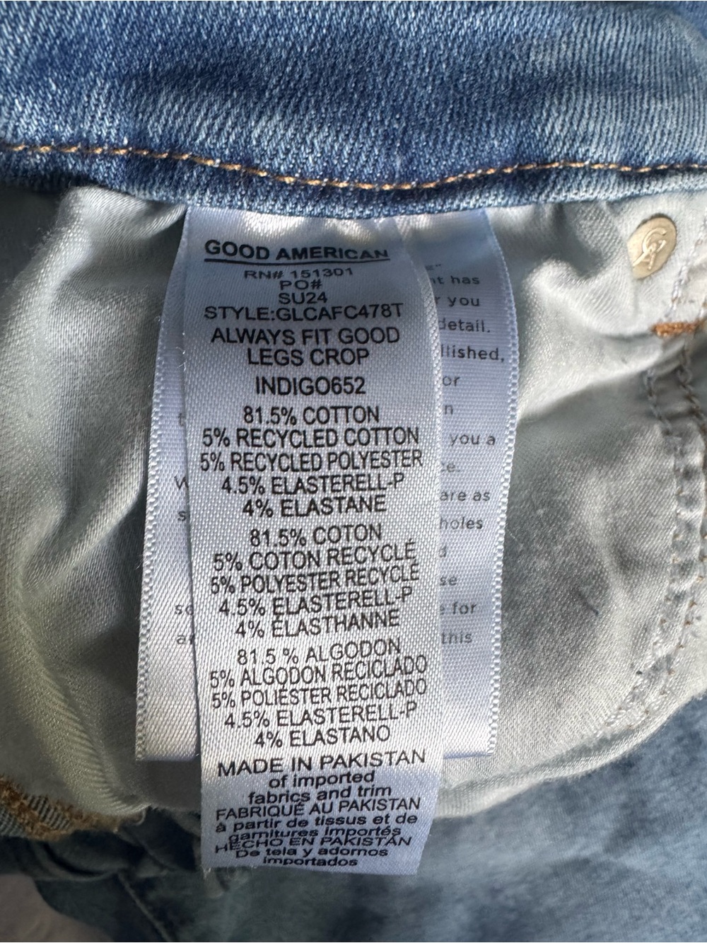Good American Light Blue Always Fit Good Legs Crop Jeans - Picture 6 of 6